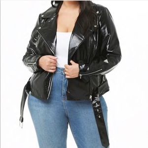 Plus size faux patent leather Moro jacket
